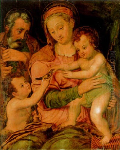 The Holy Family With The Infant Saint John The Baptist Oil Painting by Orazio Samacchini