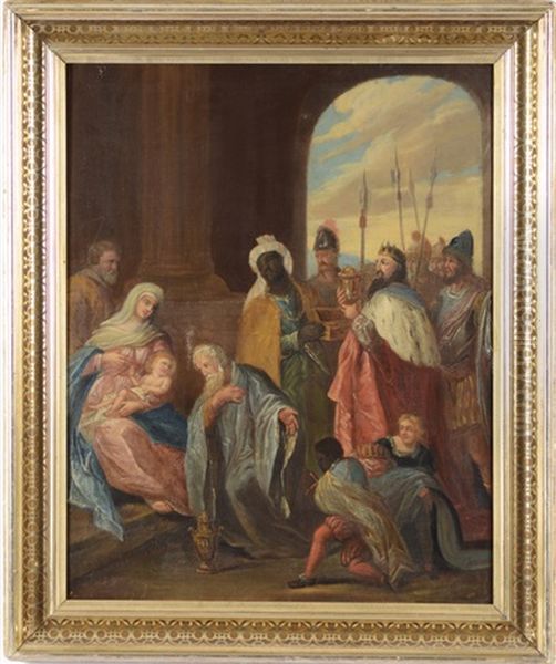 Adoration Of The Magi Oil Painting by Caspar Franz Sambach