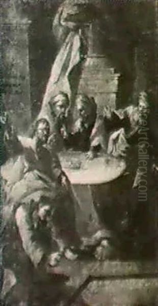 Magdalena Salbt Jesus Die Fube Im Hause Des Pharisaers      Simon Oil Painting by Caspar Franz Sambach