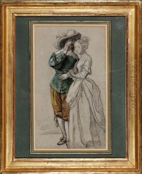 Portrait De Mademoiselle Fanny Et Couple. Oil Painting by L. Boulanger