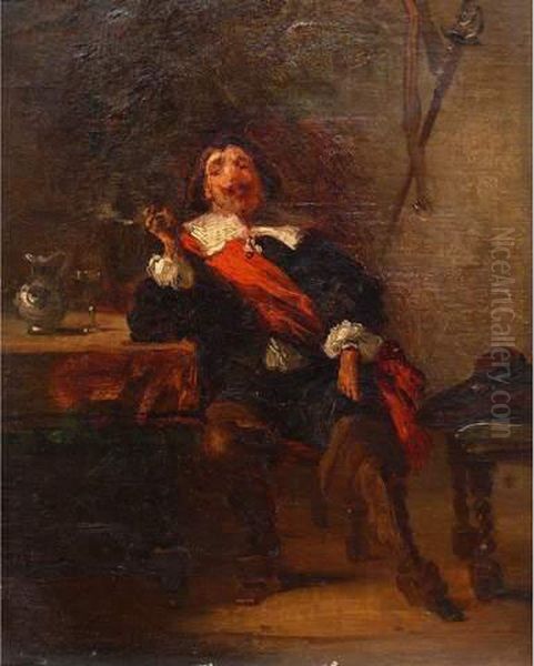 Portrait De Mousquetaire Oil Painting by Louis Boulanger