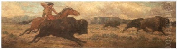 The Buffalo Hunt Oil Painting by Detlef Sammann