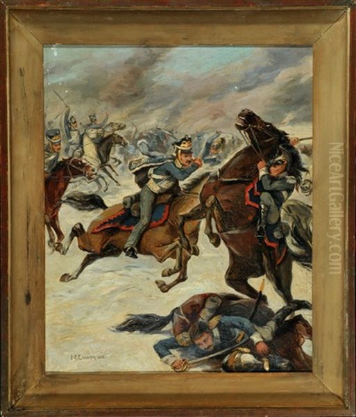 Reitende Soldaten In Der Schlacht Oil Painting by Nikolai Semenovich Samokish