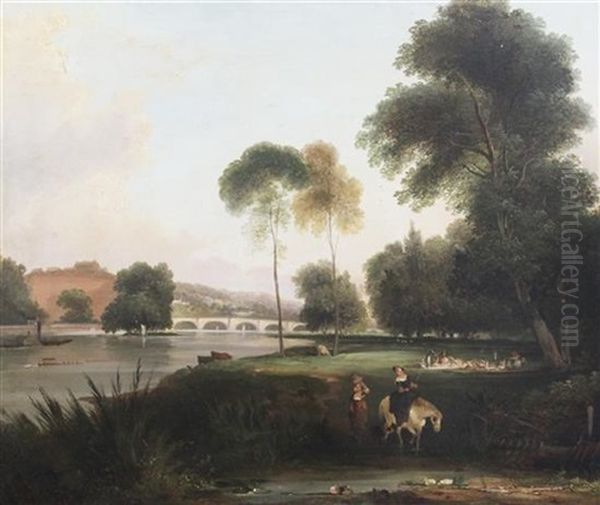 Richmond Bridge Oil Painting by George Samuel