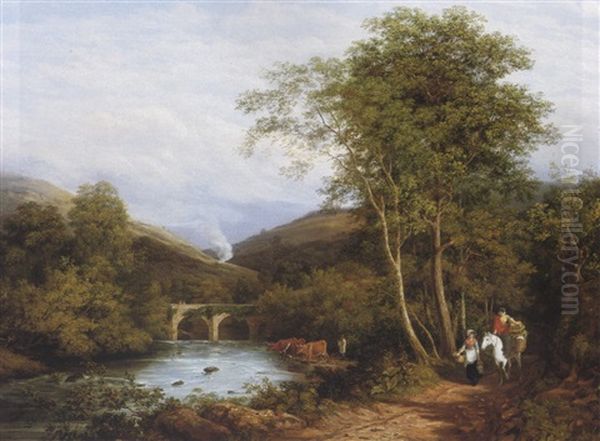 View On The Burle, Near Dulverton, Somerset Oil Painting by George Samuel