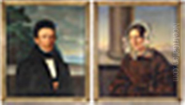 Portraits Of Mr. And Mrs. Rothmann (pair) Oil Painting by Mauritz Samuelson