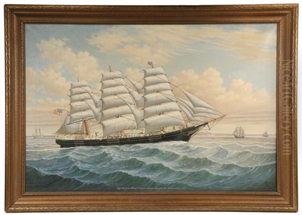 Ship 'iroquois'; Albert V. Nickels, Master, Searsport, Me.; Built At Bath Oil Painting by Percy A. Sanborn