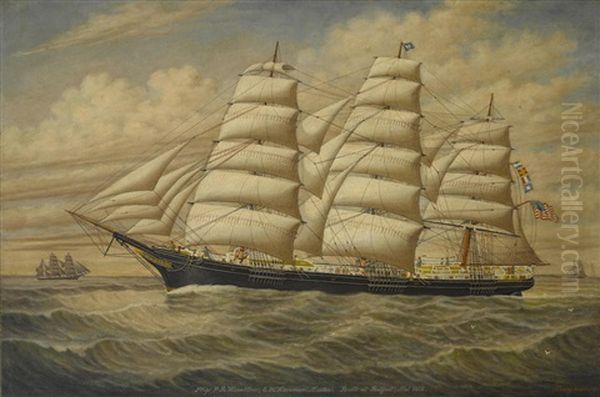 The Ship P.r. Hazeltine Outward Bound Oil Painting by Percy A. Sanborn