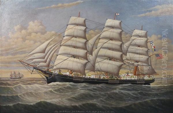 William H. Connor Schooner Oil Painting by Percy A. Sanborn