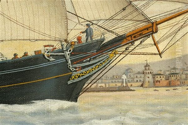 The Brig Stephen Bishop Of Searsport, Maine Oil Painting by Percy A. Sanborn