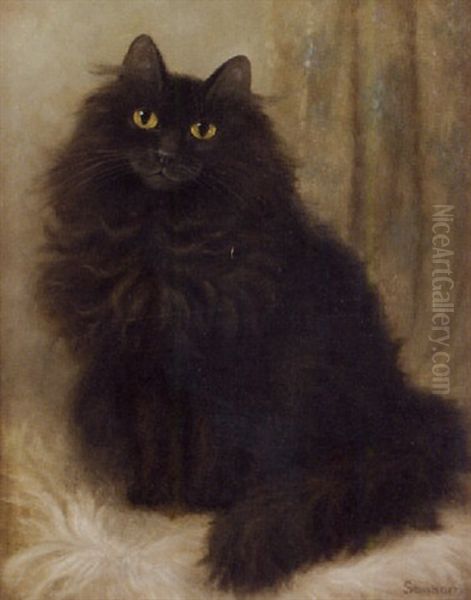 The Artist's Cat Oil Painting by Percy A. Sanborn