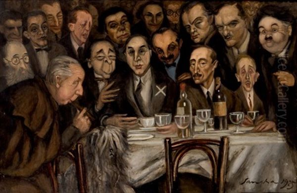 Comida De Literatos Oil Painting by Francisco Sancha Lengo