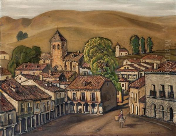 Pueblo De Castilla Oil Painting by Francisco Sancha Lengo