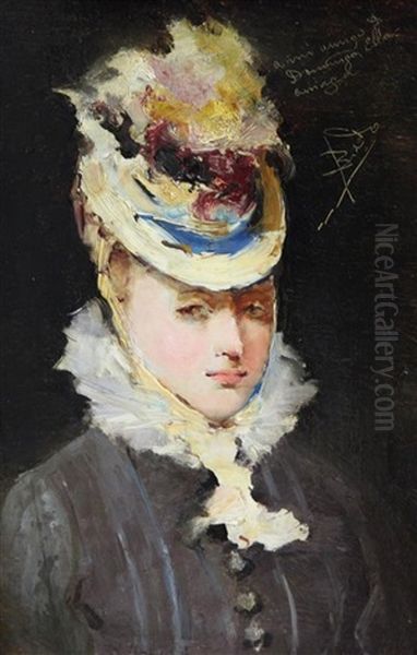 Portrait Of A Lady Oil Painting by Salvador Sanchez Barbudo