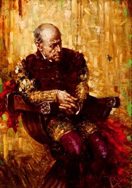 Personaje De La Corte Oil Painting by Salvador Sanchez Barbudo