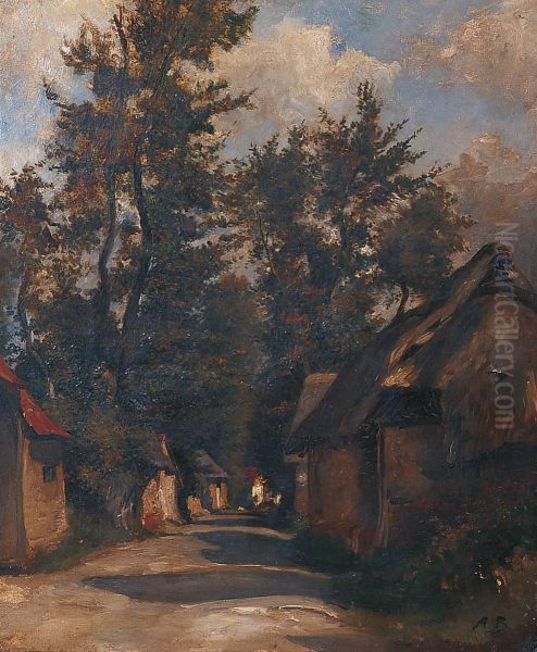 Rue De Village Oil Painting by Auguste I Boulard