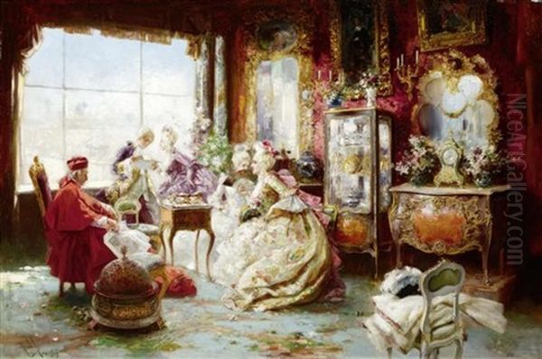 Le Salon Oil Painting by Salvador Sanchez Barbudo