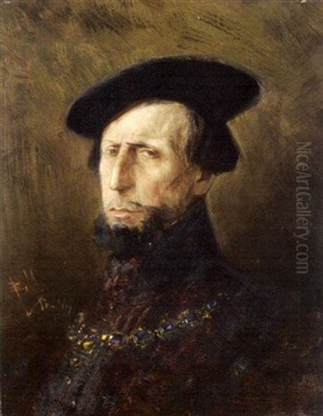 Ritratto Di Gentiluomo In Costume Oil Painting by Salvador Sanchez Barbudo