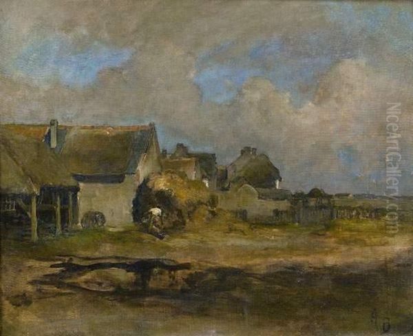 Ferme En Bord De Mer Oil Painting by Auguste I Boulard