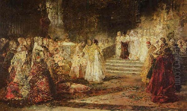 The Procession Oil Painting by Salvador Sanchez Barbudo