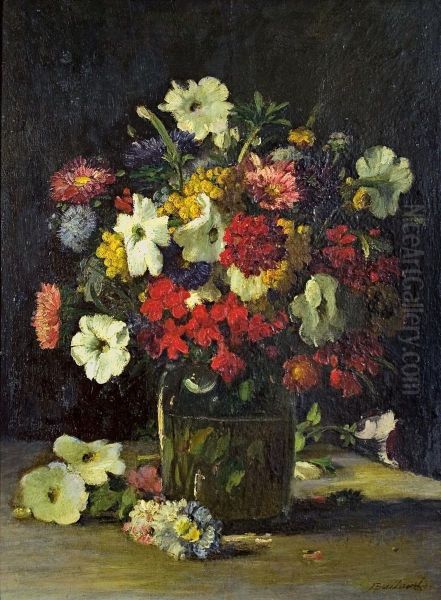 Blumenstillleben Oil Painting by Auguste Ii Boulard