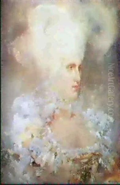 Retrato De La Senora O'connor Oil Painting by Salvador Sanchez Barbudo