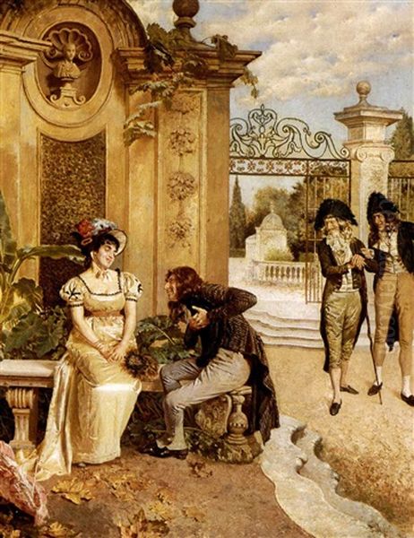 The Suitor Oil Painting by Salvador Sanchez Barbudo