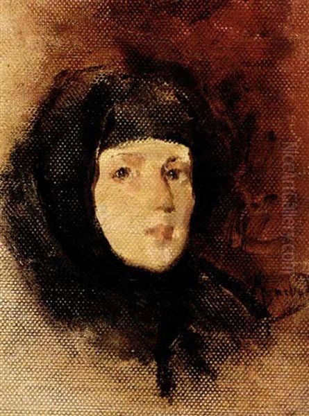 A Portrait Of A Woman Oil Painting by Salvador Sanchez Barbudo