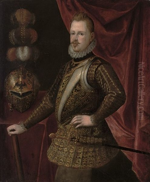 Portrait Of A North Italian Ducal Figure (emperor Ferdinand Ii Of Austria?) Oil Painting by Alonso Sanchez Coello