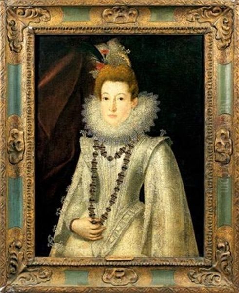 Portrait D'une Femme (l'infante Isabelle Claire Eugenie?) Oil Painting by Alonso Sanchez Coello