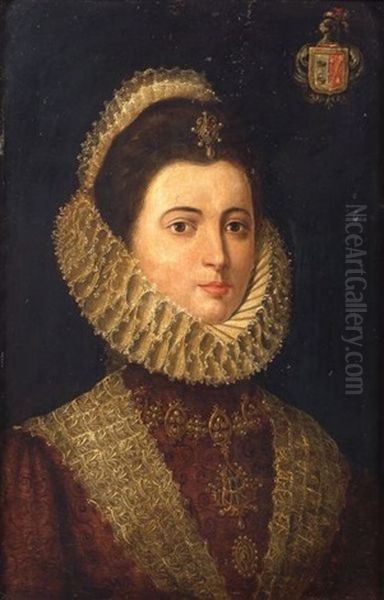 Filomena De Silva Y Mendivil, Countess Of Anteguera, Wife Of Ildefonso Santisteba, Count Of Anteguera, And Equerry Of H.m. King Phillip Ii Oil Painting by Alonso Sanchez Coello