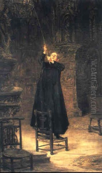 El Sacristan Oil Painting by Emilio Sanchez Sola