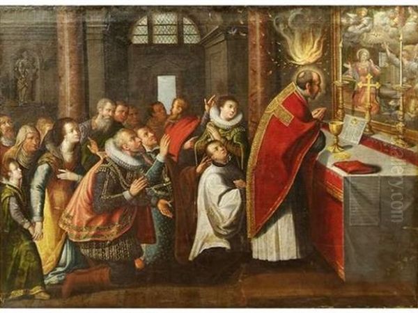 Saint Louis De Gonzague Recevant La Premiere Communion De Saint Charles Borromee Oil Painting by Juan (Fray) Sanchez y Cotan