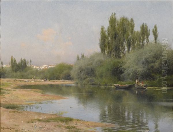 On The Guadalquivir, Seville Oil Painting by Emilio Sanchez-Perrier