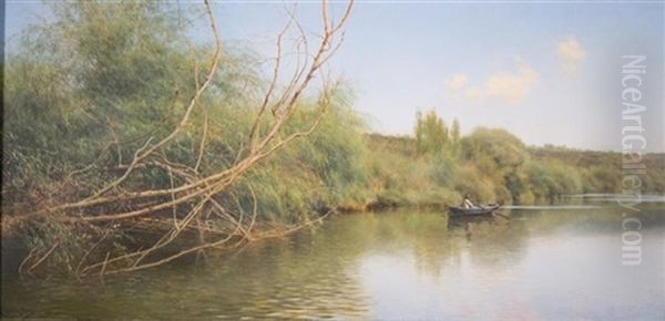 October On The Andalucia River Oil Painting by Emilio Sanchez-Perrier