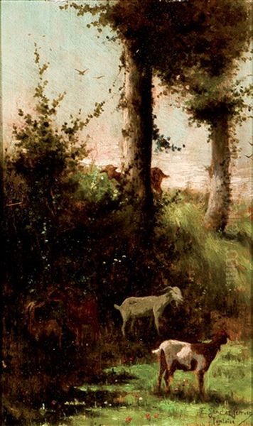 Paisaje Con Cabras. Pontoise Oil Painting by Emilio Sanchez-Perrier