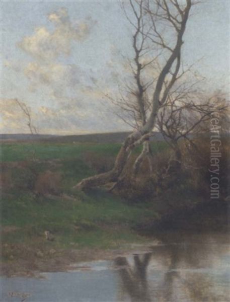 Birch Trees On The Riverbank Oil Painting by Emilio Sanchez-Perrier