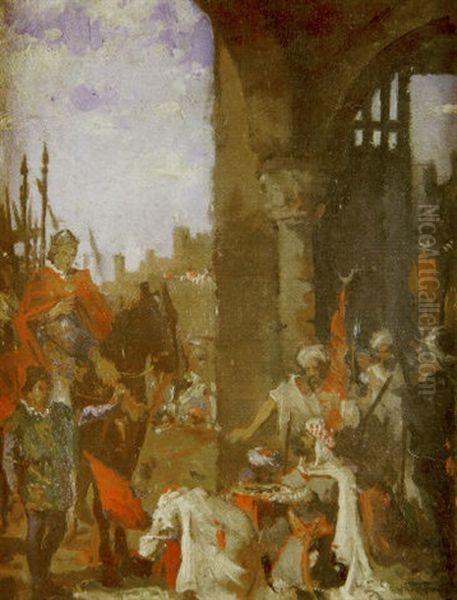 Escena De La Conquista De Granada Oil Painting by Emilio Sanchez-Perrier