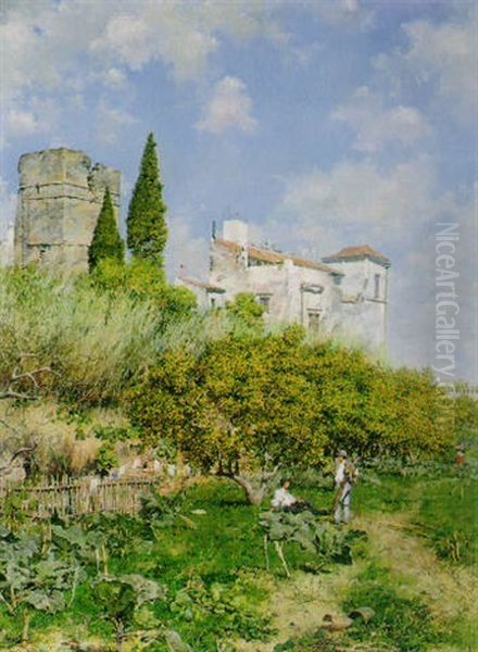 The Orange Grove, Sevilla Oil Painting by Emilio Sanchez-Perrier