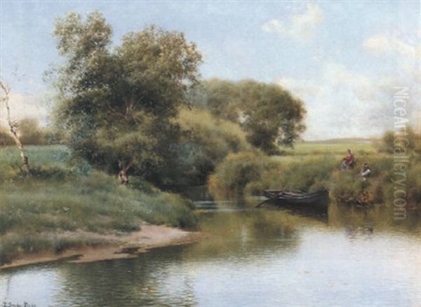 An Outing On The River Oil Painting by Emilio Sanchez-Perrier