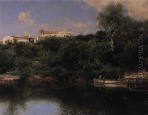 Boating On The Guadalquivir Oil Painting by Emilio Sanchez-Perrier