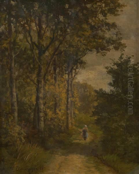 Dans Le Chemin Creux Oil Painting by Hippolyte Boulenger