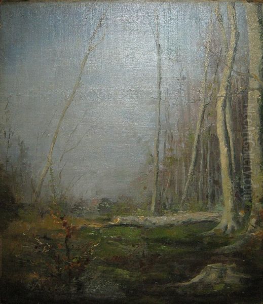 Winter In Het Bos. Oil Painting by Hippolyte Boulenger