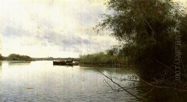 On The River De Huelva, Near Seville Oil Painting by Emilio Sanchez-Perrier