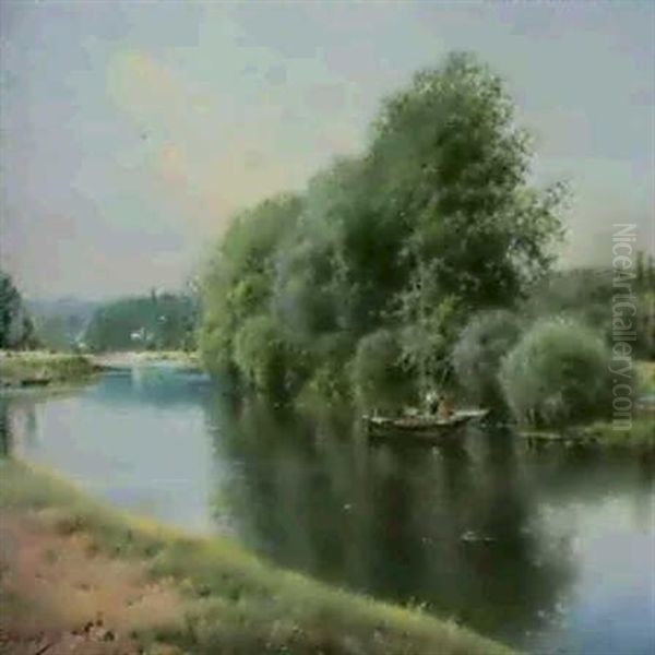 Along The Water Oil Painting by Emilio Sanchez-Perrier