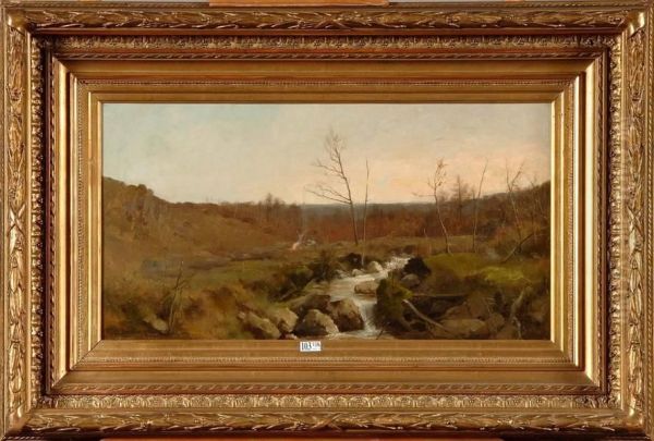 Paysage Anime Au Ruisseau Oil Painting by Hippolyte Boulenger