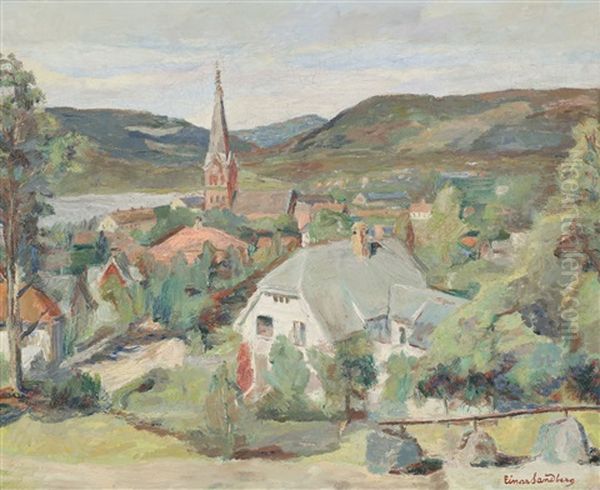 Utsikt Over Lillhammer Oil Painting by Einar Sandberg