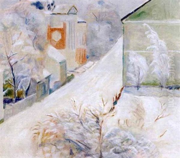 Juledagsmorgen (lillehammer) Oil Painting by Einar Sandberg