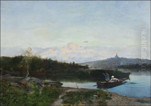 Metsastysretkella - Jaktfarden Oil Painting by Hjalmar Sandberg