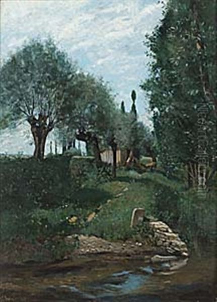 Gronskande Sommarlandskap Oil Painting by Hjalmar Sandberg